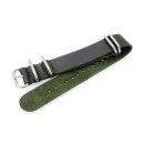 Nato-Zulu Vintage-Leder Uhrenarmband Modell Tunis grün 20 mm Nato Strap