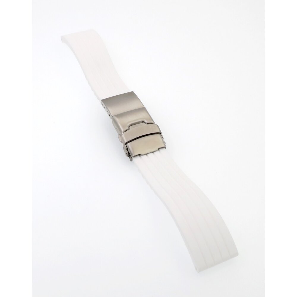 XL-Silikon Uhrenarmband Modell Kreta-FS-S weiß 24 mm, Faltschließe