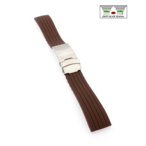 Easy-Klick XL-Silikon Uhrenarmband Modell Kreta-FS-S braun 18 mm, Faltschließe