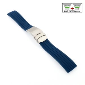 Easy-Klick XL-Silikon Uhrenarmband Modell Kreta-FS-S denim-blau 18 mm, Faltschließe