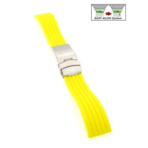 Easy-Klick XL-Silikon Uhrenarmband Modell Kreta-FS-S gelb 24 mm, Faltschließe