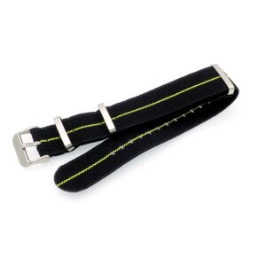 Elastic Nato Nylon Flex-Uhrenarmband Modell Oneflex-SG schwarz-gelb 22 mm