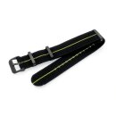 Elastic Nato Nylon Flex-Uhrenarmband Modell Oneflex-P schwarz-gelb 20 mm