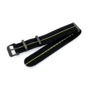 Elastic Nato Nylon Flex-Uhrenarmband Modell Oneflex-P schwarz-gelb 22 mm