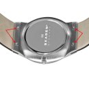 Feines Graf Leder-Uhrenarmband Modell Koppenhagen rot 18 mm, komp. Skagen