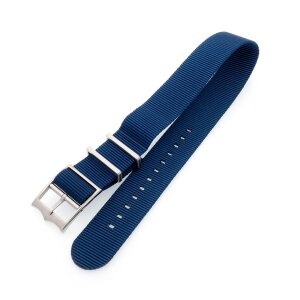 Nato Nylon Uhrenarmband Modell Luxor-S blau-uni 22 mm, komp. Tudor