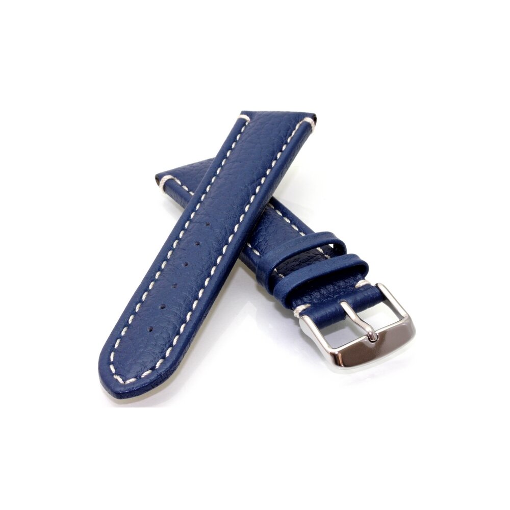 Büffelleder Uhrenarmband Modell Buffalo-XL navy-blau 20 mm Uhrenarm