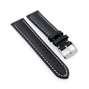 Easy-Klick Carbon-Leder Uhrenband Modell Carbon-87A schwarz-WN 22 mm wasserfest