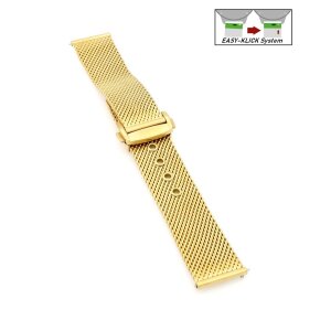 Easy-Klick Milanaise-Mesh Uhrenarmband Modell Biel gold 20 mm, komp. Omega