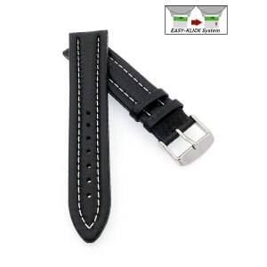 Easy-Klick Carbon-Style Uhrenband Modell Carbon-584 schwarz-WN 18 mm wasserfest