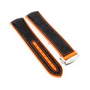 Premium Hybrid Uhrenarmband Modell Inning schwarz-orange 20 mm, komp. Omega