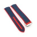 Premium Hybrid Uhrenarmband Modell Inning blau-rot 22 mm, komp. Omega