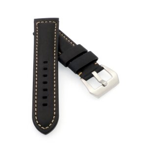 Rindleder Vintage Uhrenband mit Tubes Modell Gusto schwarz 24 mm komp. Panerai