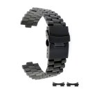 Edelstahl Rundanstoß-Uhrenarmband Modell Imex-Präsident-P schwarz 20 mm, komp. Seiko