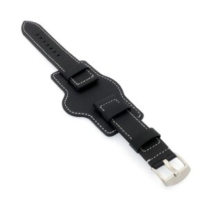 Snow-Calf Uhrenarmband mit Unterlage Modell Jeremie schwarz 26 mm