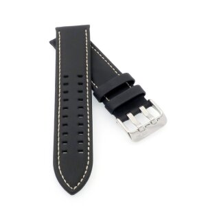 Piero Magli Kalbsleder Uhrenarmband Modell Bonny schwarz-WN 26 mm, Doppeldornschließe