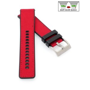 Easy-Klick Sport Hybrid Canvas-Kautschuk Uhrenarmband Modell Rovaria rot 20 mm