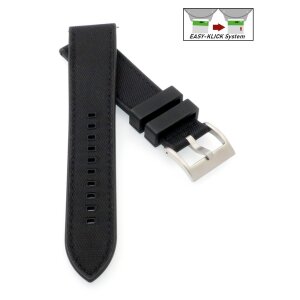 Premium Easy-Klick Fluorkautschuk-Nylon Uhrenarmband Modell Roadster schwarz 20 mm