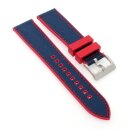 Premium Easy-Klick Fluorkautschuk-Nylon Uhrenarmband Modell Roadster blau-rot 20 mm