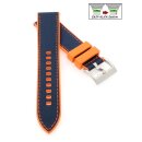 Premium Easy-Klick Fluorkautschuk-Nylon Uhrenarmband Modell Roadster blau-orange 22 mm