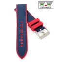 Premium Easy-Klick Fluorkautschuk-Nylon Uhrenarmband Modell Roadster blau-rot 22 mm