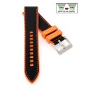 Premium Easy-Klick Fluorkautschuk-Nylon Uhrenarmband Modell Roadster schwarz-orange 22 mm