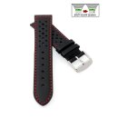 Softleder Easy-Klick Uhrenarmband Modell Sportiva schwarz-rot 20 mm