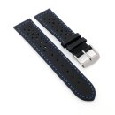 Softleder Easy-Klick Uhrenarmband Modell Sportiva schwarz-blau 22 mm