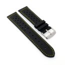 Softleder Easy-Klick Uhrenarmband Modell Sportiva schwarz-gelb 18 mm