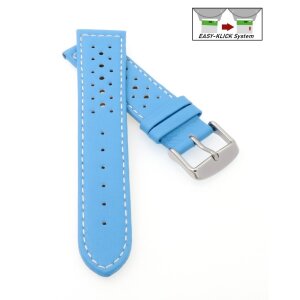 Softleder Easy-Klick Uhrenarmband Modell Sportiva hellblau 22 mm
