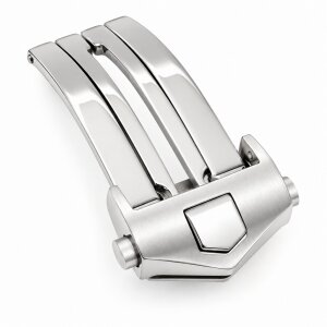 High-End Faltschließe Edelstahl silber Modell Turino-S 18 mm, komp. TAG Heuer