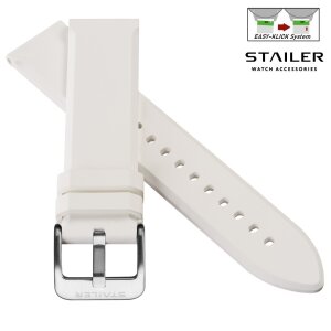 Stailer Easy-Klick Premium Kautschuk Uhrenarmband Modell CS48 weiß 20 mm