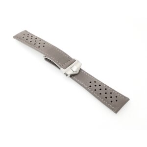 Rallye-Veloursleder Uhrenarmband Modell Heuer-FS-S grau 22/18 mm, kompatibel TAG Heuer