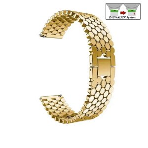 Edelstahl Easy-Klick Wabenmuster Uhrenarmband Modell Frankfurt gold 22 mm