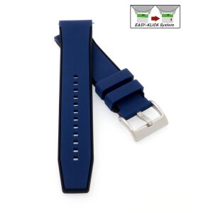 Easy-Klick Premium Silikon Uhrenarmband Modell Almerico blau-schwarz 22 mm