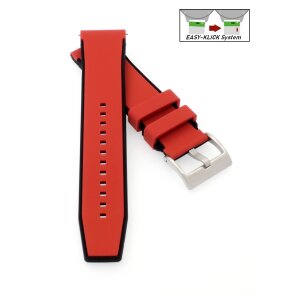 Easy-Klick Premium Silikon Uhrenarmband Modell Almerico rot-schwarz 22 mm
