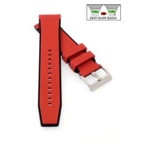 Easy-Klick Premium Silikon Uhrenarmband Modell Almerico rot-schwarz 26 mm