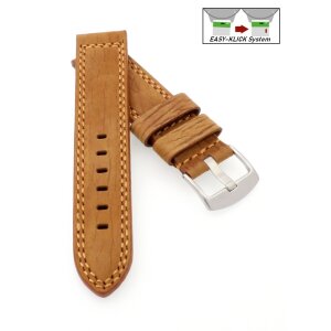 Easy-Klick Leder Uhrenarmband Modell Canyon wasserfest hellbraun 20 mm