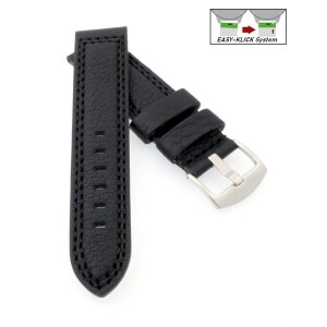 Easy-Klick Leder Uhrenarmband Modell Canyon wasserfest schwarz 26 mm