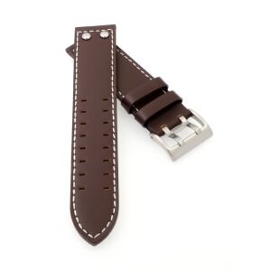 Sattelleder Flieger-Uhrenarmband mit Nieten Modell Storch mocca 22 mm