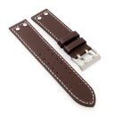 Easy-Klick Sattelleder Flieger-Uhrenarmband mit Nieten Modell Storch mocca 22 mm