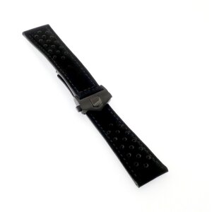 Rallye-Veloursleder Uhrenarmband Modell Heuer-FS-P schwarz 20/18 mm, kompatibel TAG Heuer