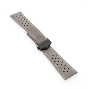 Rallye-Veloursleder Uhrenarmband Modell Heuer-FS-P grau 20/18 mm, kompatibel TAG Heuer