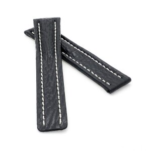 Echt Haifisch Uhrenarmband Modell Tago schwarz 22/18 mm komp. TAG Heuer Faltschließe