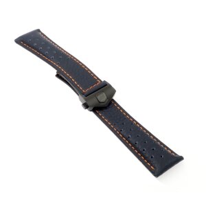 Rallye-Büffelleder Uhrenarmband Modell Monaco-FS-P blau-ON 22/18 mm, kompatibel TAG Heuer