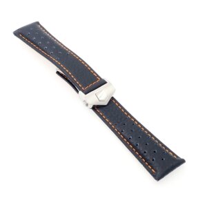Rallye-Büffelleder Uhrenarmband Modell Monaco-FS-S blau-ON 22/18 mm, kompatibel TAG Heuer