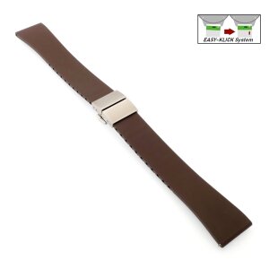 Easy-Klick Premium FKM-Kautschuk Uhrenarmband Modell Rostock braun 18 mm