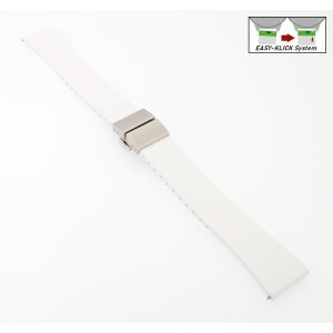 Easy-Klick Premium FKM-Kautschuk Uhrenarmband Modell Rostock weiß 21 mm