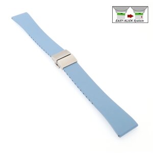 Easy-Klick Premium FKM-Kautschuk Uhrenarmband Modell Rostock hell-blau 22 mm