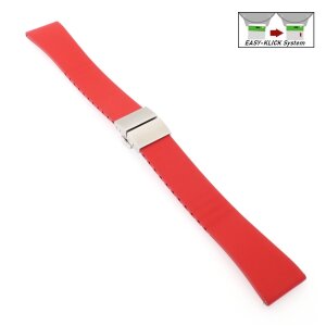 Easy-Klick Premium FKM-Kautschuk Uhrenarmband Modell Rostock rot 18 mm
